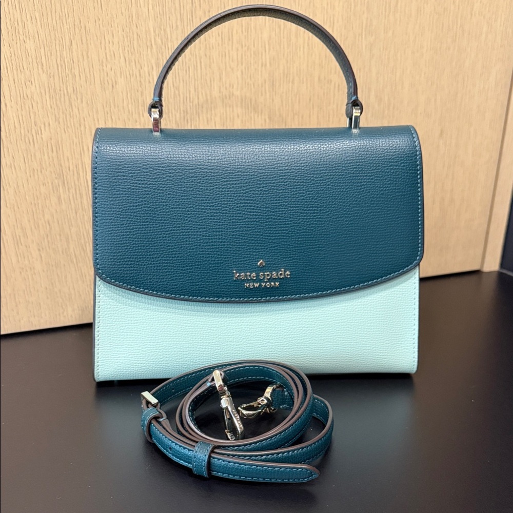 Never used - Kate Spade Darcy Top Handle - Dark Green/Teal and Mint Satchel